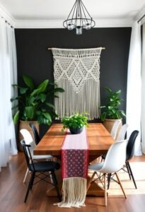 bohemian black and white dining