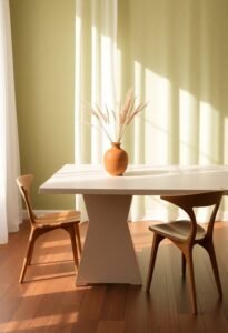 earth tones in minimalist dining