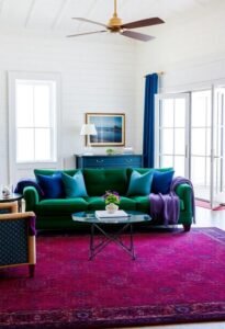 jewel tones enhance coastal decor