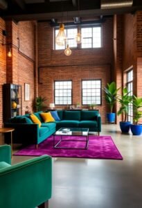 jewel tones in industrial decor