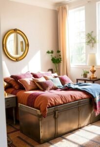 metallic bohemian bedroom accents