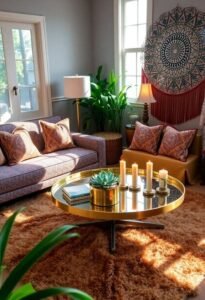 metallic bohemian living room accents