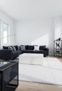 monochromatic industrial living room