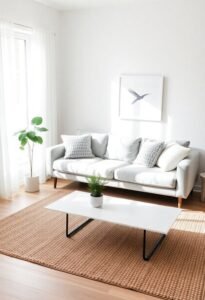 monochromatic scandinavian living room