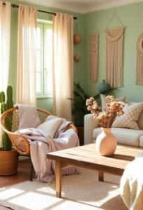 pastel bohemian living room