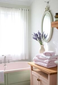 pastel modern farmhouse bathroom