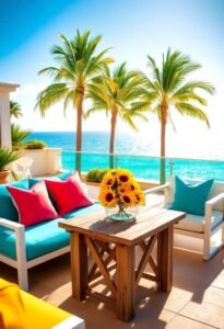 vibrant coastal patio decor