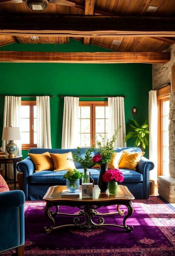 vibrant jewel toned accent walls