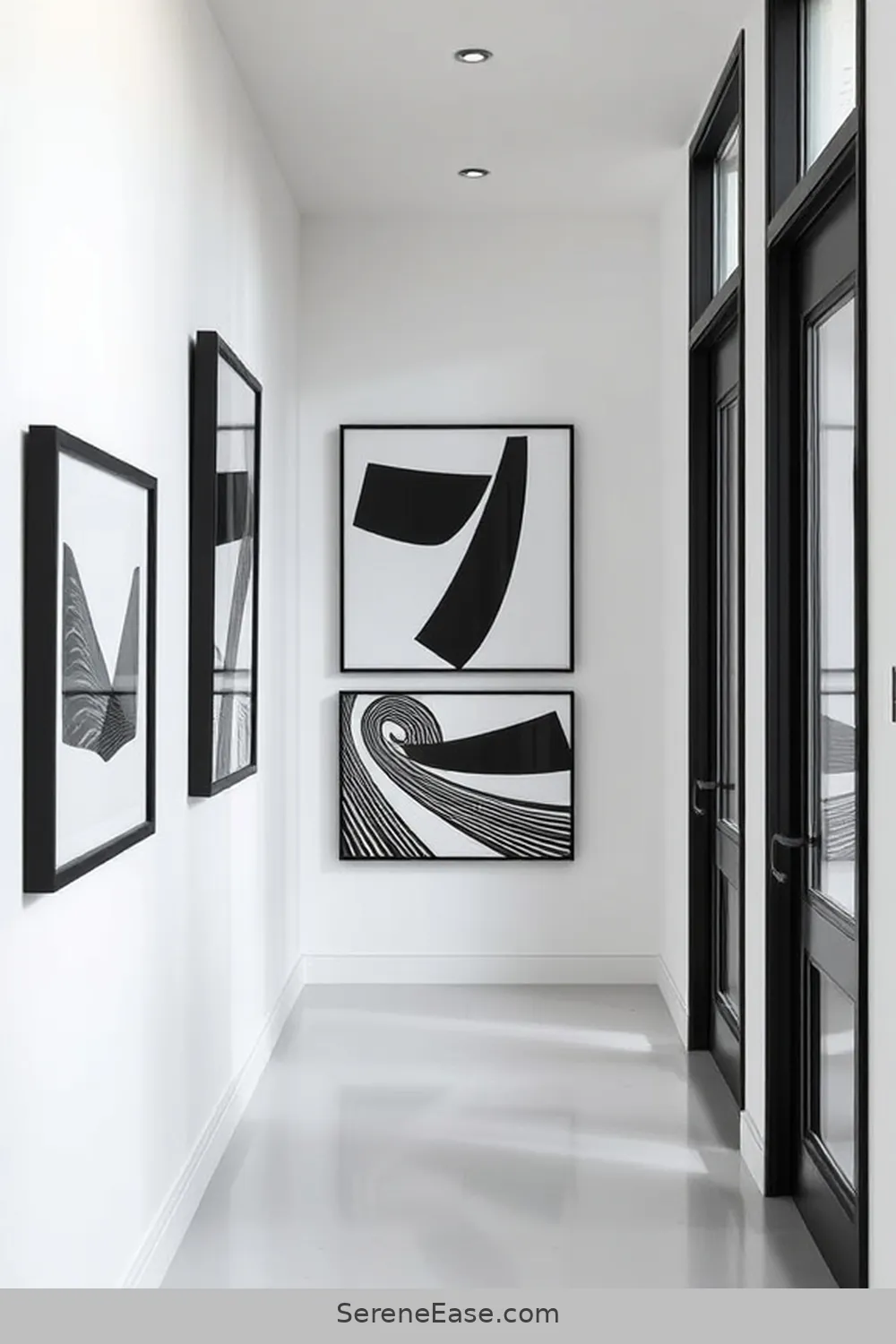 15 Ways to Achieve Black and White Scandinavian Style in Your Hallway 8 Enhance With Wall Art for 15 Ways to Achieve Black and White Scandinavian Style in Your Hallway