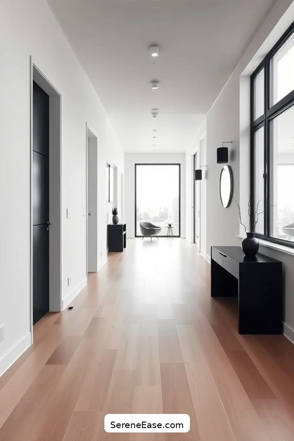 15 Ways to Achieve Black and White Scandinavian Style in Your Hallway 13 Keep the Floor Bare or Light for 15 Ways to Achieve Black and White Scandinavian Style in Your Hallway