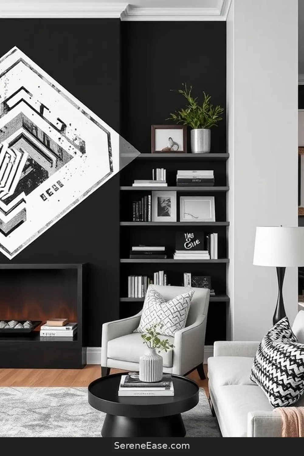 15 Ways to Achieve Black and White Scandinavian Style in Your Library 8 Design an Accent Wall for 15 Ways to Achieve Black and White Scandinavian Style in Your Library
