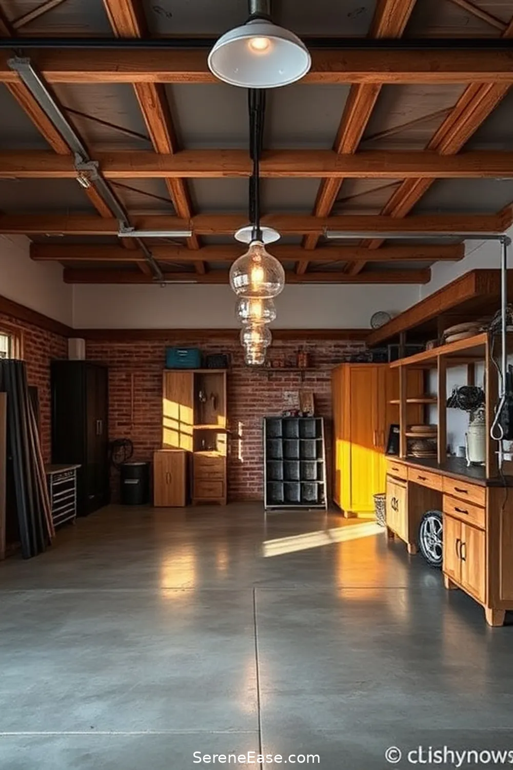 15 Ways to Achieve Monochromatic Rustic Style in Your Garage 4 Install Industrial Lighting for 15 Ways to Achieve Monochromatic Rustic Style in Your Garage