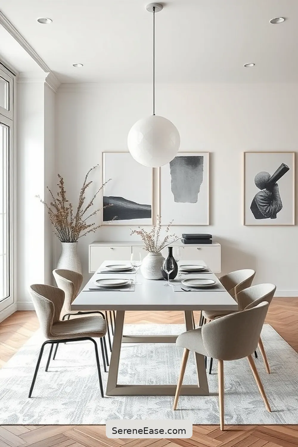 15 Ways to Achieve Monochromatic Scandinavian Style in Your Dining Room 14 Incorporate Scandinavian Artwork for 15 Ways to Achieve Monochromatic Scandinavian Style in Your Dining Room