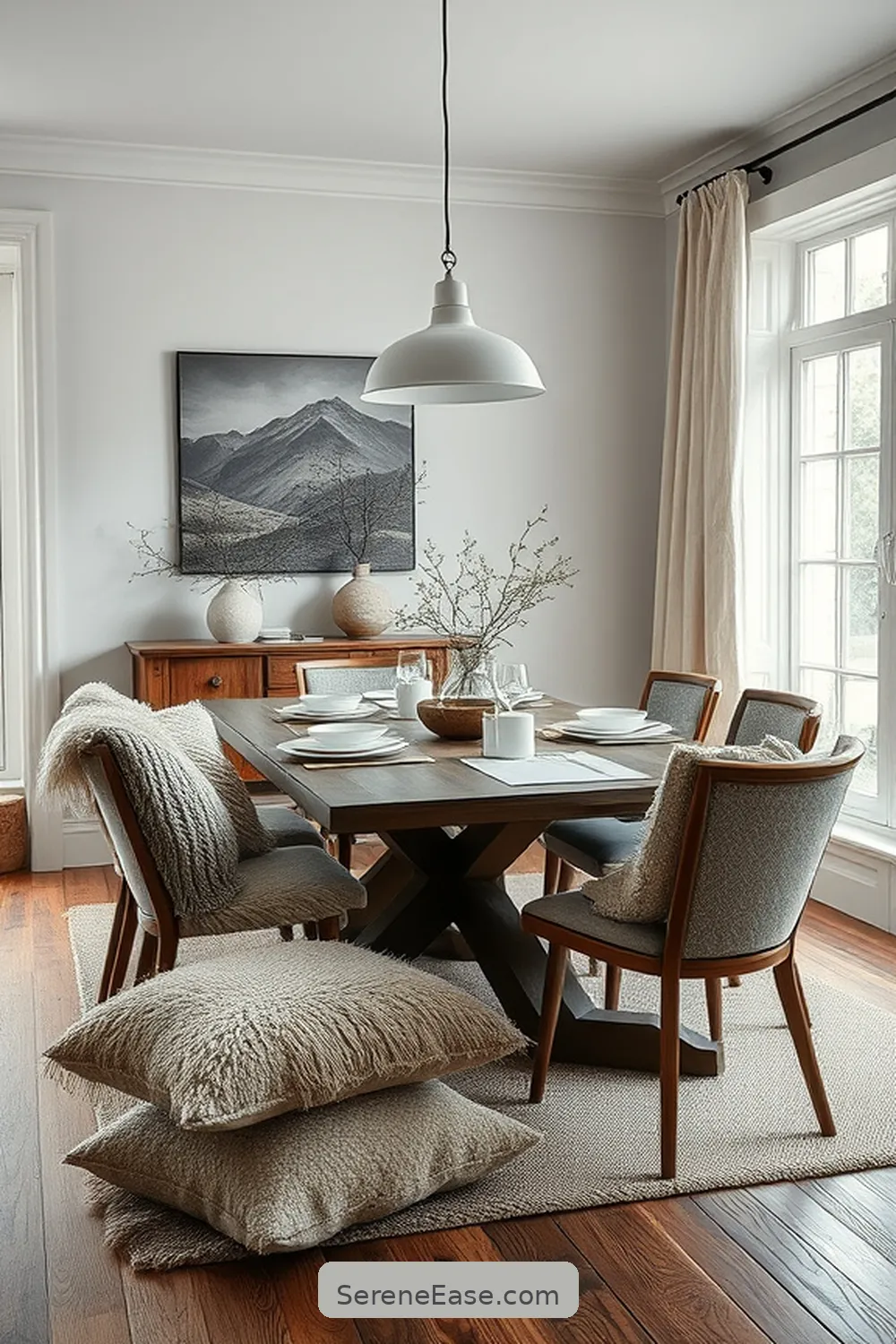 15 Ways to Achieve Monochromatic Scandinavian Style in Your Dining Room 5 Incorporate Textured Fabrics for 15 Ways to Achieve Monochromatic Scandinavian Style in Your Dining Room