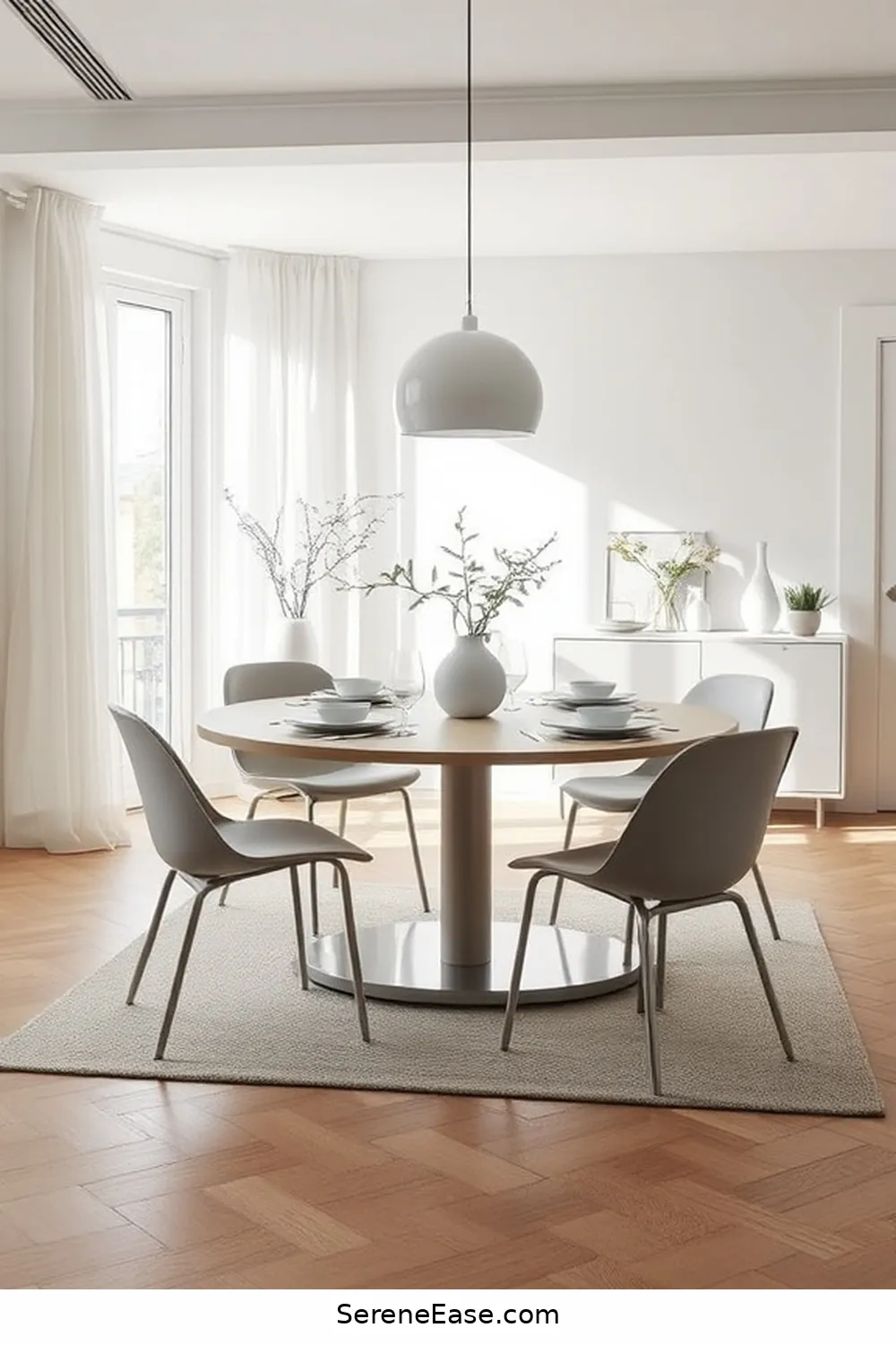 15 Ways to Achieve Monochromatic Scandinavian Style in Your Dining Room 9 Keep the Space Clutter-Free for 15 Ways to Achieve Monochromatic Scandinavian Style in Your Dining Room