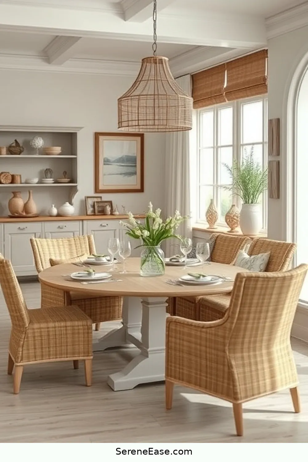 15 Ways to Incorporate Earth Tones in Coastal Style Dining Rooms 11 Incorporate Natural Fiber Seating for 15 Ways to Incorporate Earth Tones in Coastal Style Dining Rooms