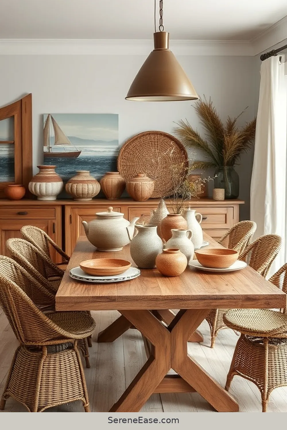 15 Ways to Incorporate Earth Tones in Coastal Style Dining Rooms 5 Use Earthy Ceramics and Pottery for 15 Ways to Incorporate Earth Tones in Coastal Style Dining Rooms