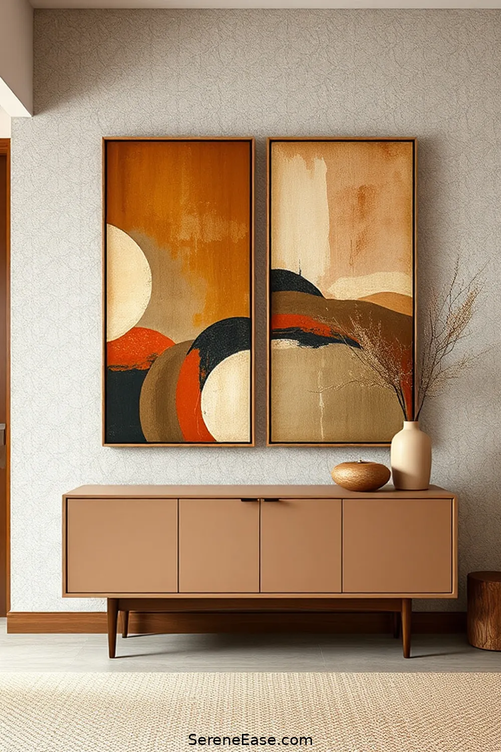 15 Ways to Incorporate Earth Tones in Your Mid Century Modern Entryway Style 6 Hang Earthy Artwork for 15 Ways to Incorporate Earth Tones in Your Mid Century Modern Entryway Style