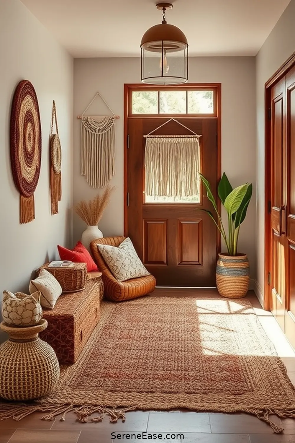 15 Ways to Incorporate Earth Tones in Your Mid Century Modern Entryway Style 11 Incorporate Woven Textiles for 15 Ways to Incorporate Earth Tones in Your Mid Century Modern Entryway Style