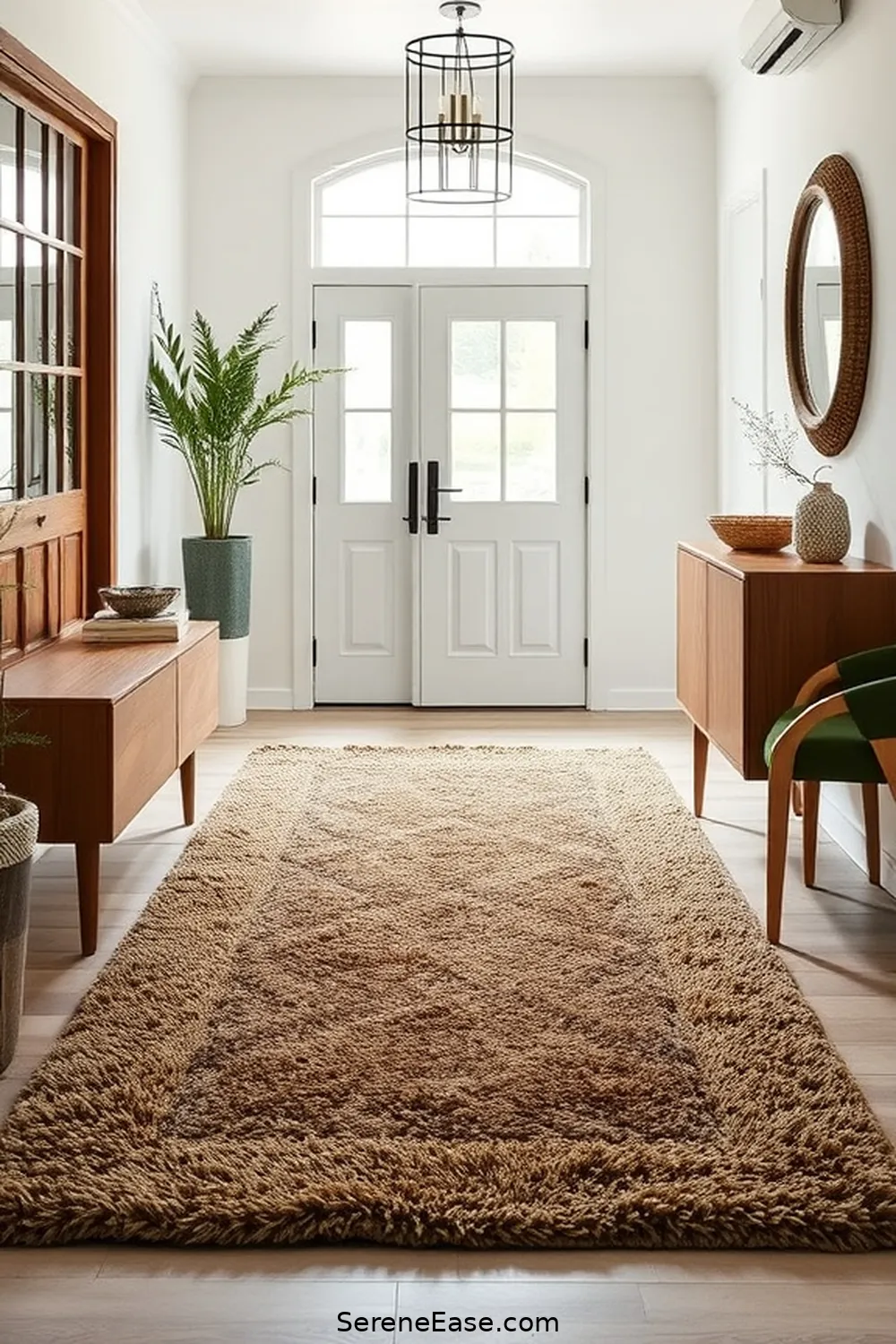 15 Ways to Incorporate Earth Tones in Your Mid Century Modern Entryway Style 5 Use Textured Rugs in Muted Tones for 15 Ways to Incorporate Earth Tones in Your Mid Century Modern Entryway Style