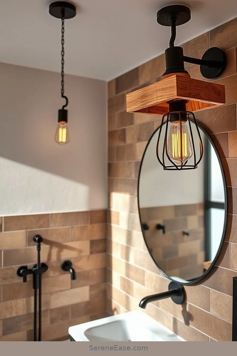 15 Ways to Incorporate Earth Tones in an Industrial Style Bathroom 8 Implement Rustic Lighting Fixtures for 15 Ways to Incorporate Earth Tones in an Industrial Style Bathroom