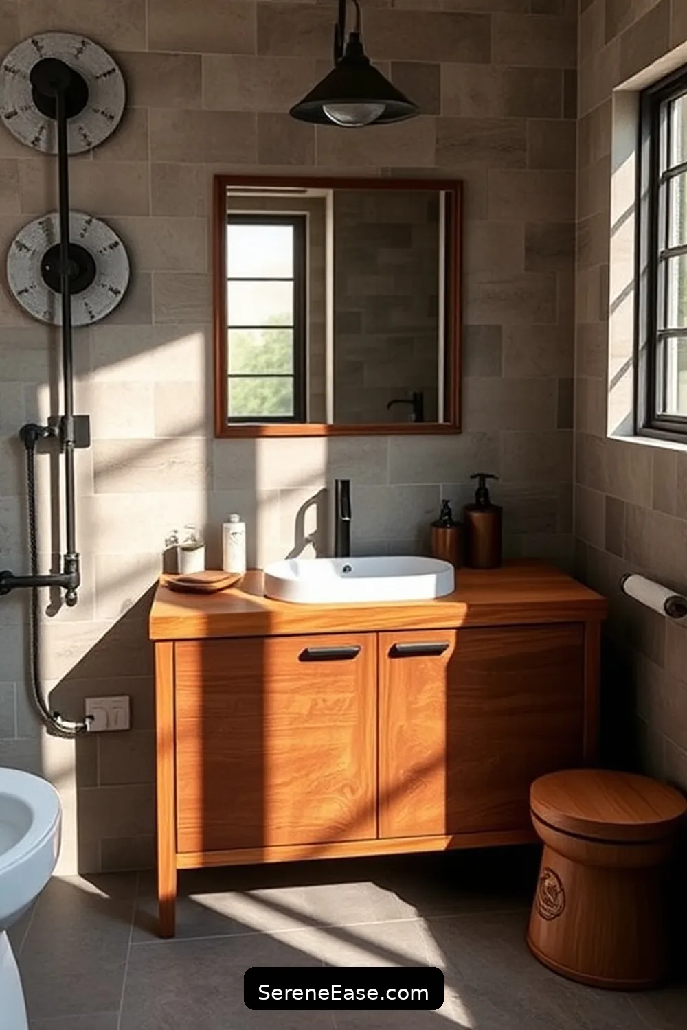 15 Ways to Incorporate Earth Tones in an Industrial Style Bathroom 10 Install a Wooden Vanity for 15 Ways to Incorporate Earth Tones in an Industrial Style Bathroom
