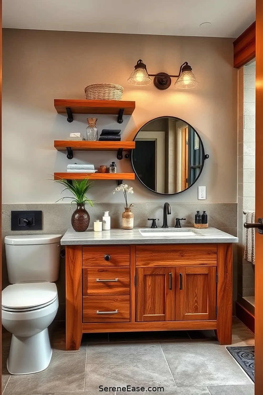 15 Ways to Incorporate Earth Tones in an Industrial Style Bathroom 3 Opt for Natural Wood Elements for 15 Ways to Incorporate Earth Tones in an Industrial Style Bathroom
