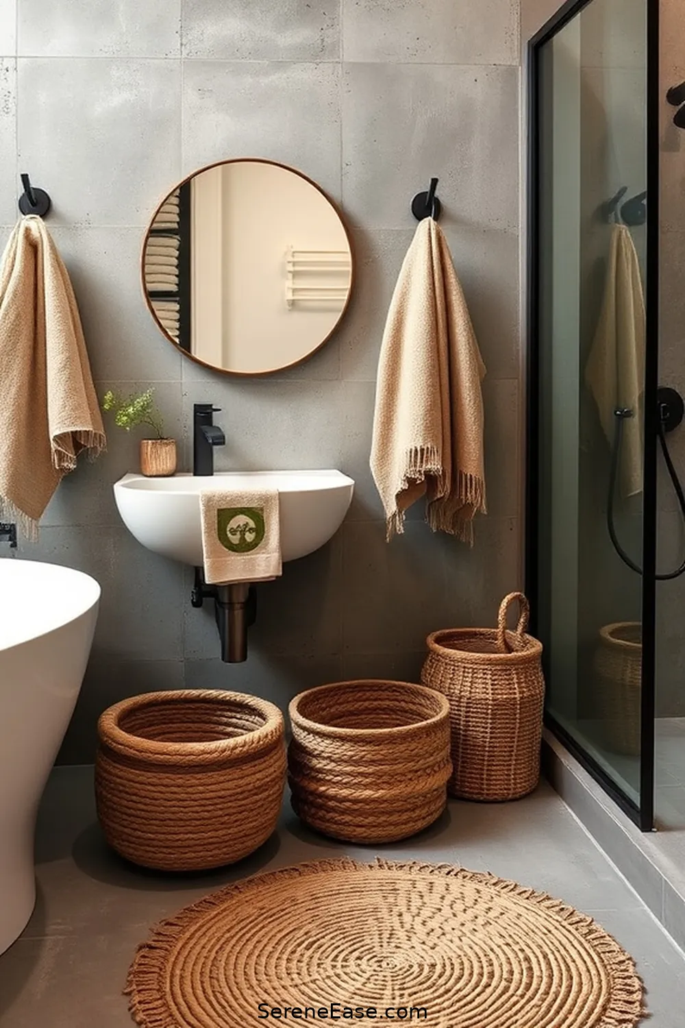 15 Ways to Incorporate Earth Tones in an Industrial Style Bathroom 5 Use Earthy Textiles for 15 Ways to Incorporate Earth Tones in an Industrial Style Bathroom