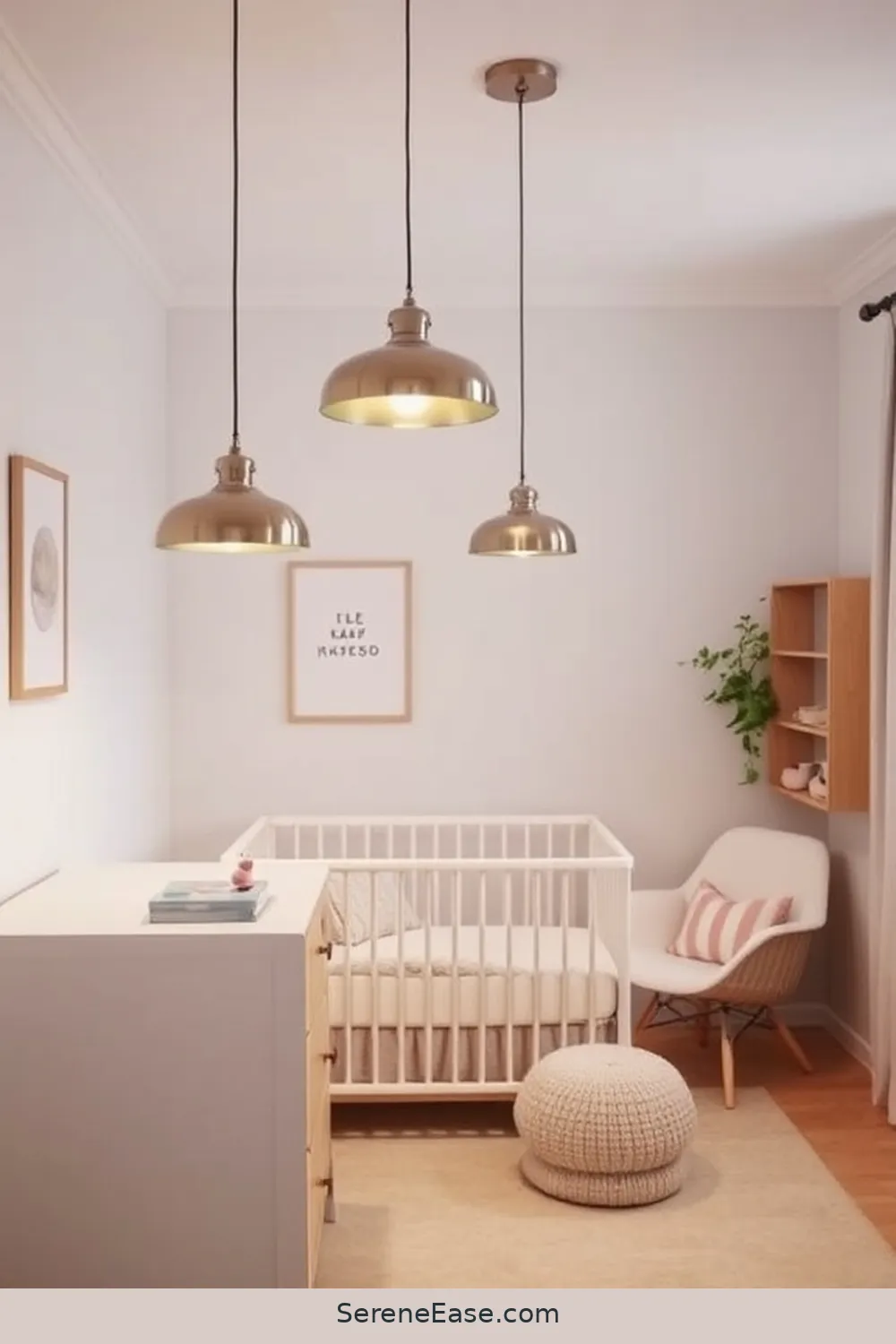 Add Metallic Lighting Fixtures for 15 Ways to Incorporate Metallic Accents in Minimalist Nursery Style