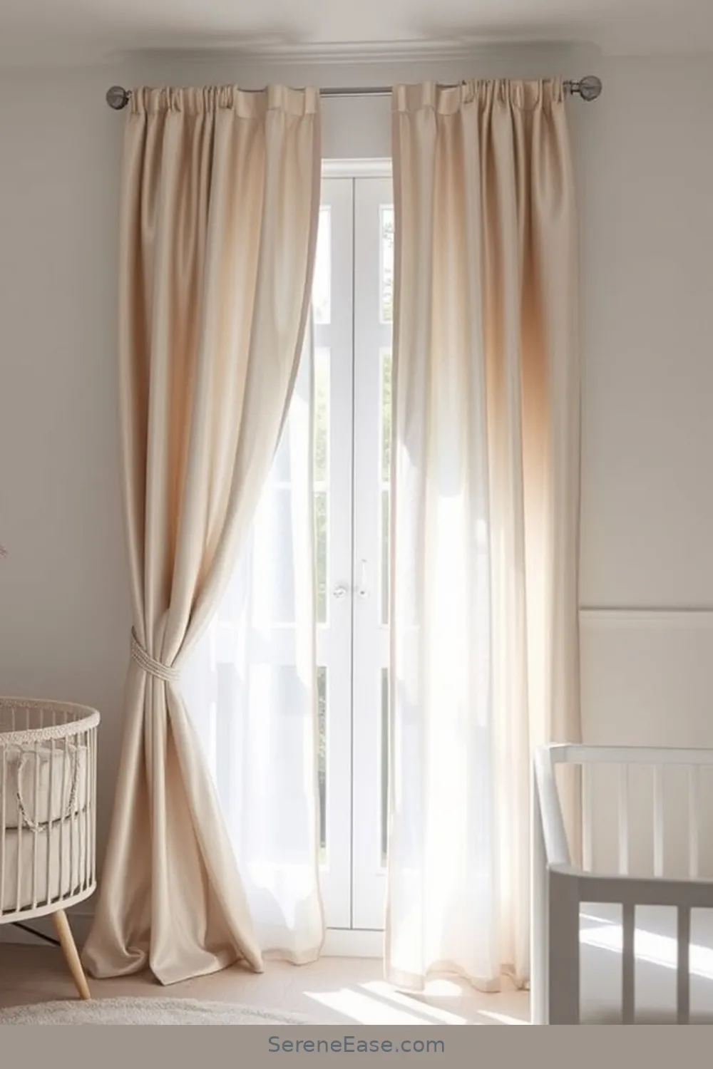 Choose Metallic Curtains or Drapes for 15 Ways to Incorporate Metallic Accents in Minimalist Nursery Style