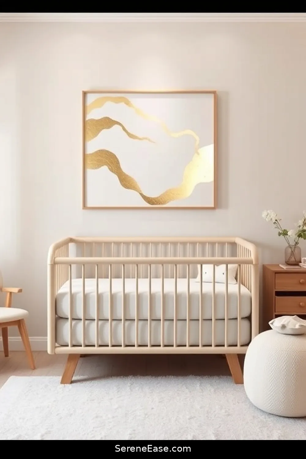 Incorporate Metallic Wall Art for 15 Ways to Incorporate Metallic Accents in Minimalist Nursery Style