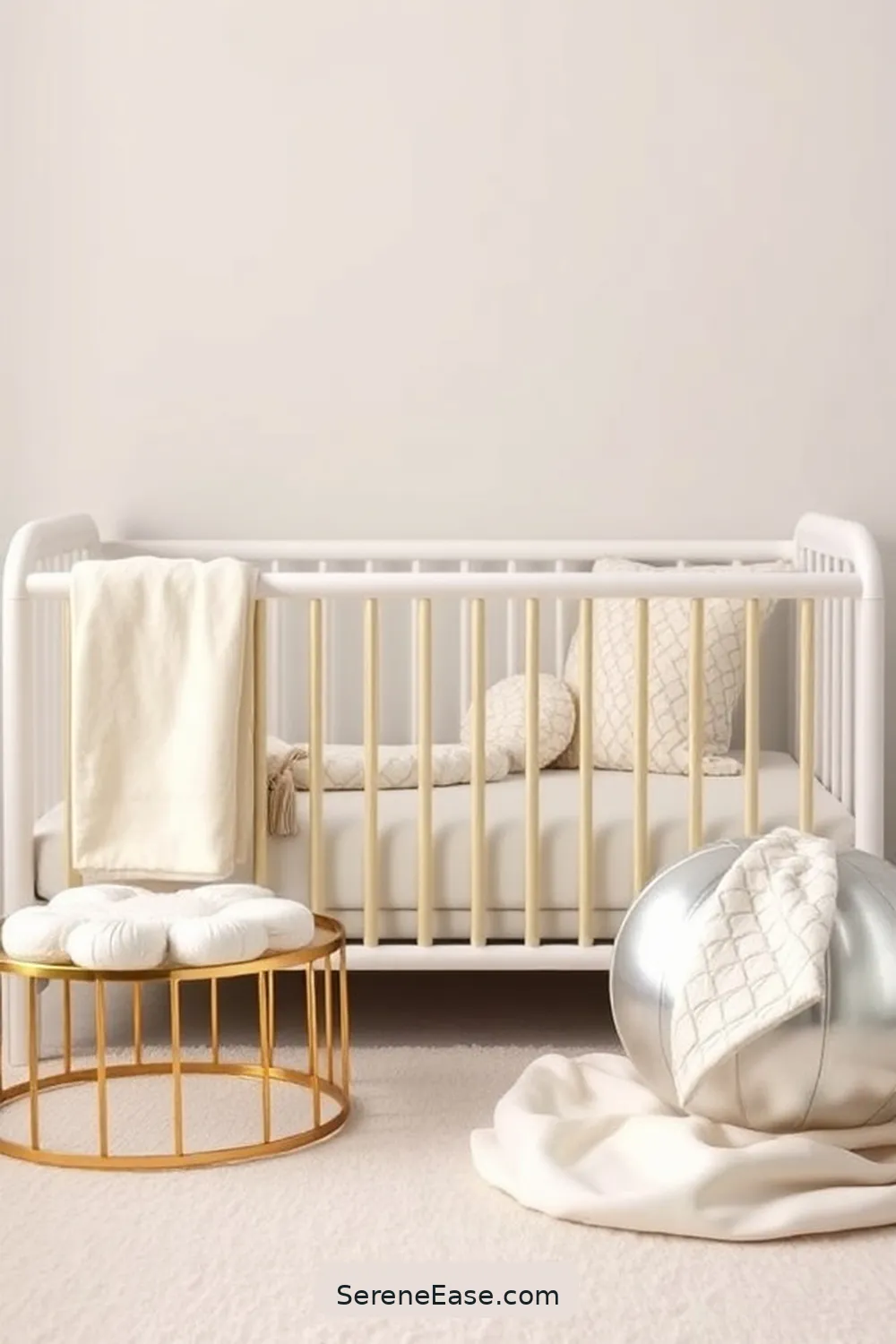 Select Metallic Crib Accessories for 15 Ways to Incorporate Metallic Accents in Minimalist Nursery Style