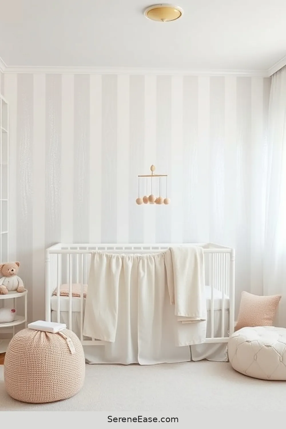 Use Metallic Wallpaper or Wall Decals for 15 Ways to Incorporate Metallic Accents in Minimalist Nursery Style