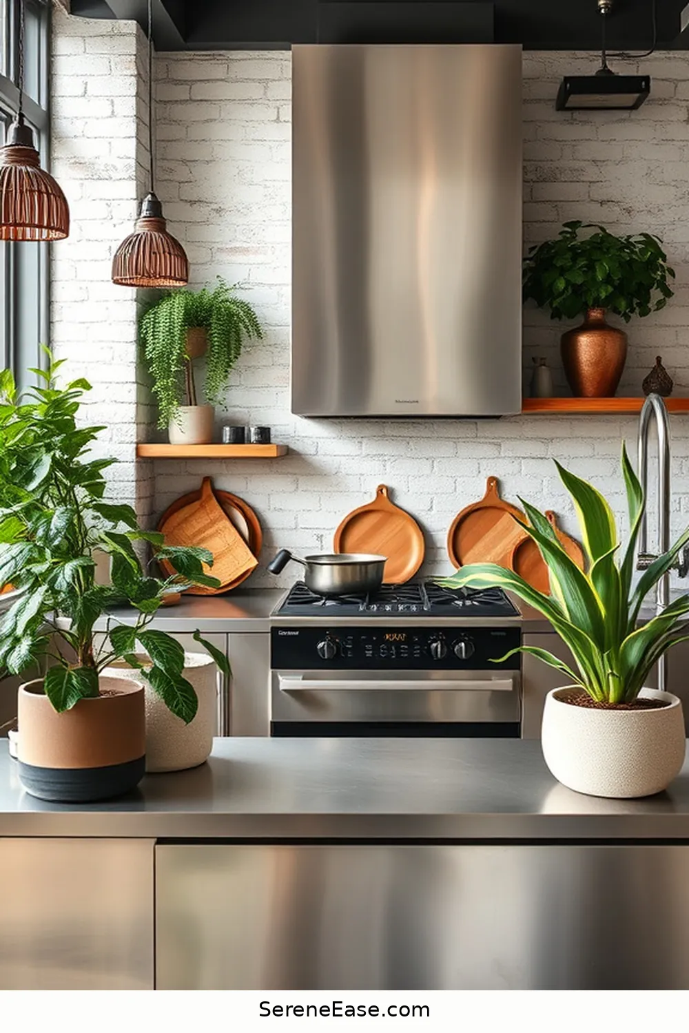 15 Ways to Incorporate Neutral Tones in Industrial Style Kitchens 15 Add Greenery for Contrast for 15 Ways to Incorporate Neutral Tones in Industrial Style Kitchens