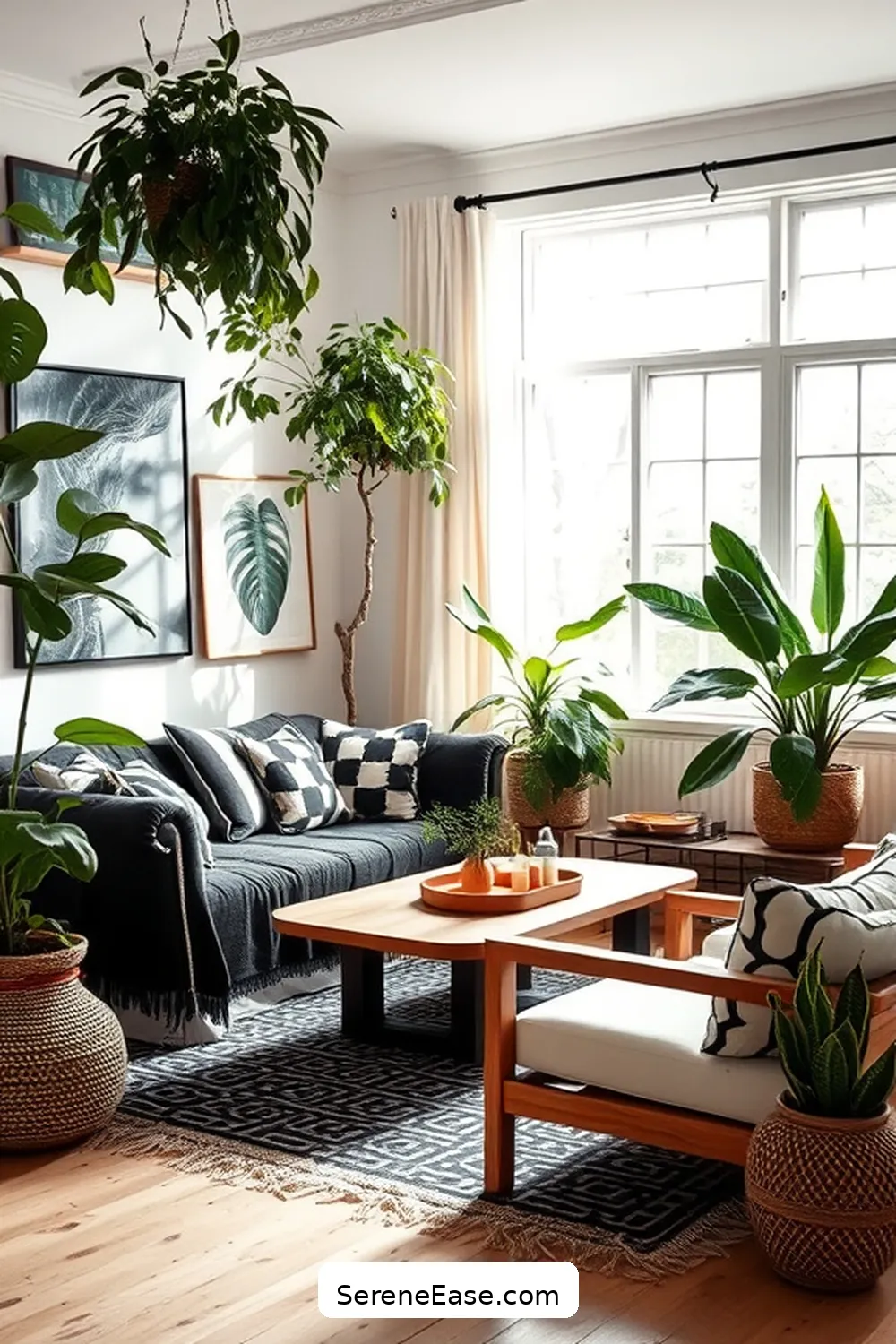 15 Ways to Infuse Black and White Style in Your Bohemian Living Room 8 Include Natural Elements for 15 Ways to Infuse Black and White Style in Your Bohemian Living Room