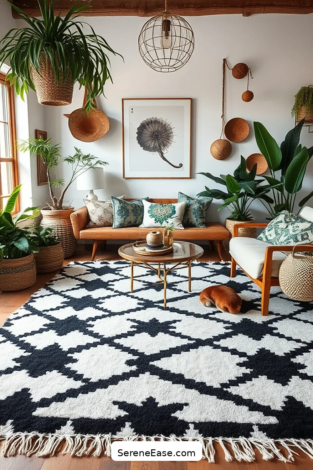 15 Ways to Infuse Black and White Style in Your Bohemian Living Room 7 Layer Rugs With Contrasting Colors for 15 Ways to Infuse Black and White Style in Your Bohemian Living Room