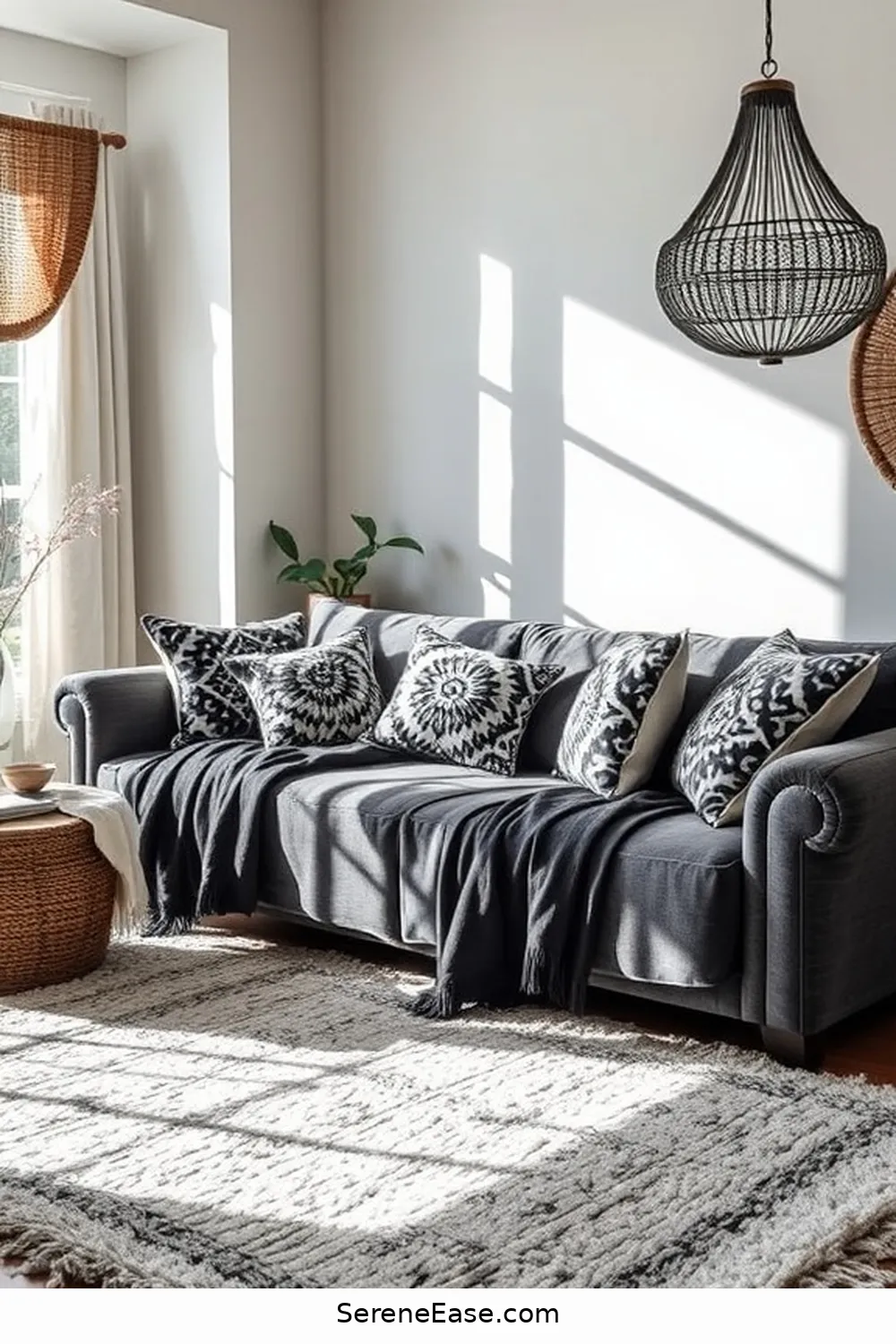 15 Ways to Infuse Black and White Style in Your Bohemian Living Room 5 Use Monochrome Fabrics for 15 Ways to Infuse Black and White Style in Your Bohemian Living Room