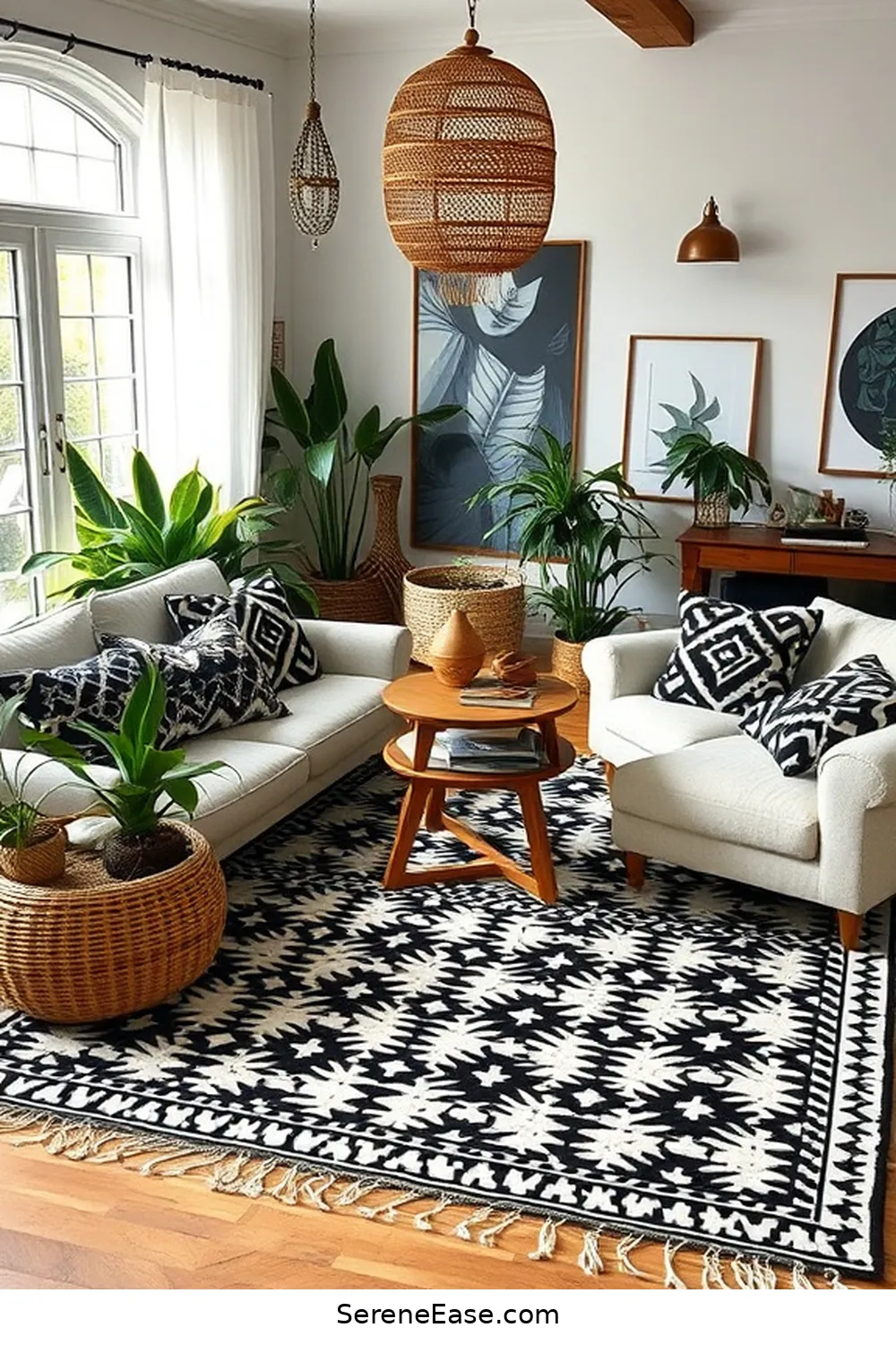 15 Ways to Infuse Black and White Style in Your Bohemian Living Room 11 Utilize Geometric Shapes for 15 Ways to Infuse Black and White Style in Your Bohemian Living Room