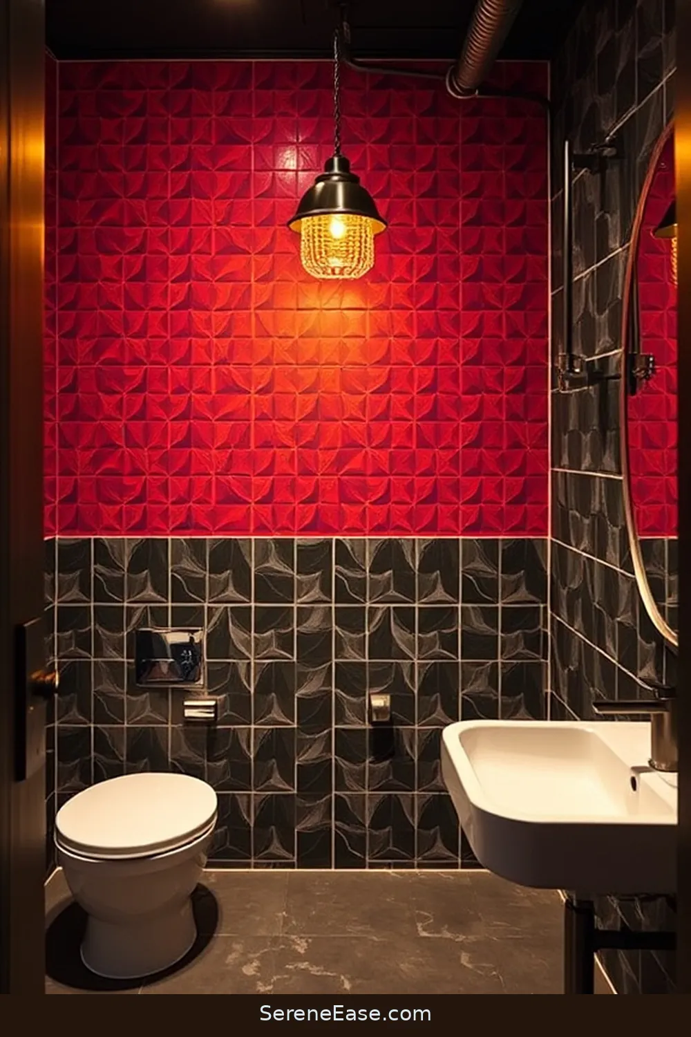 15 Ways to Infuse Bold and Bright Colors in Your Industrial Style Bathroom 15 Bold Wallpaper for an Accent Wall for 15 Ways to Infuse Bold and Bright Colors in Your Industrial Style Bathroom