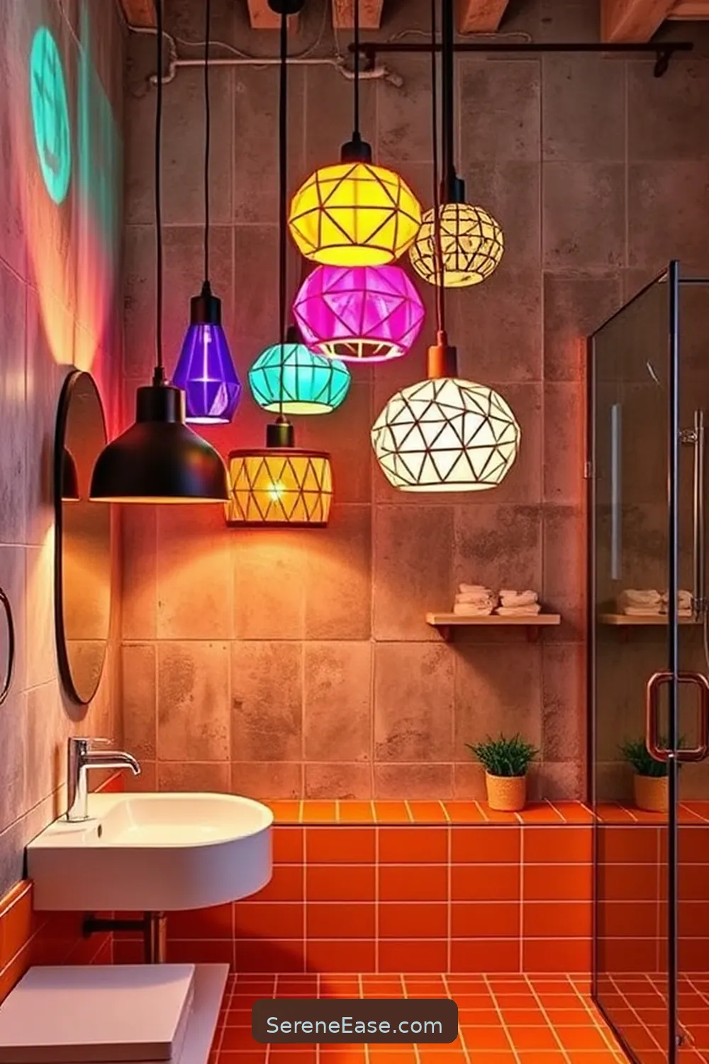 15 Ways to Infuse Bold and Bright Colors in Your Industrial Style Bathroom 11 Bright Lighting Fixtures to Illuminate the Room for 15 Ways to Infuse Bold and Bright Colors in Your Industrial Style Bathroom