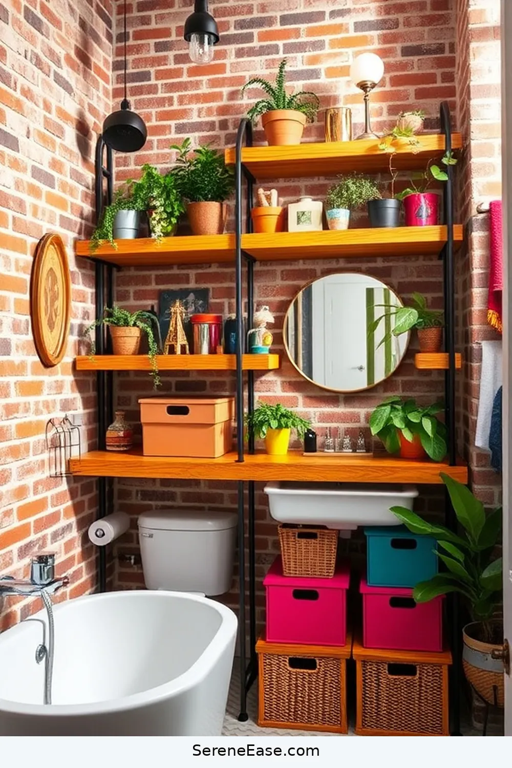 15 Ways to Infuse Bold and Bright Colors in Your Industrial Style Bathroom 16 Customized Colorful Shelving for Character for 15 Ways to Infuse Bold and Bright Colors in Your Industrial Style Bathroom