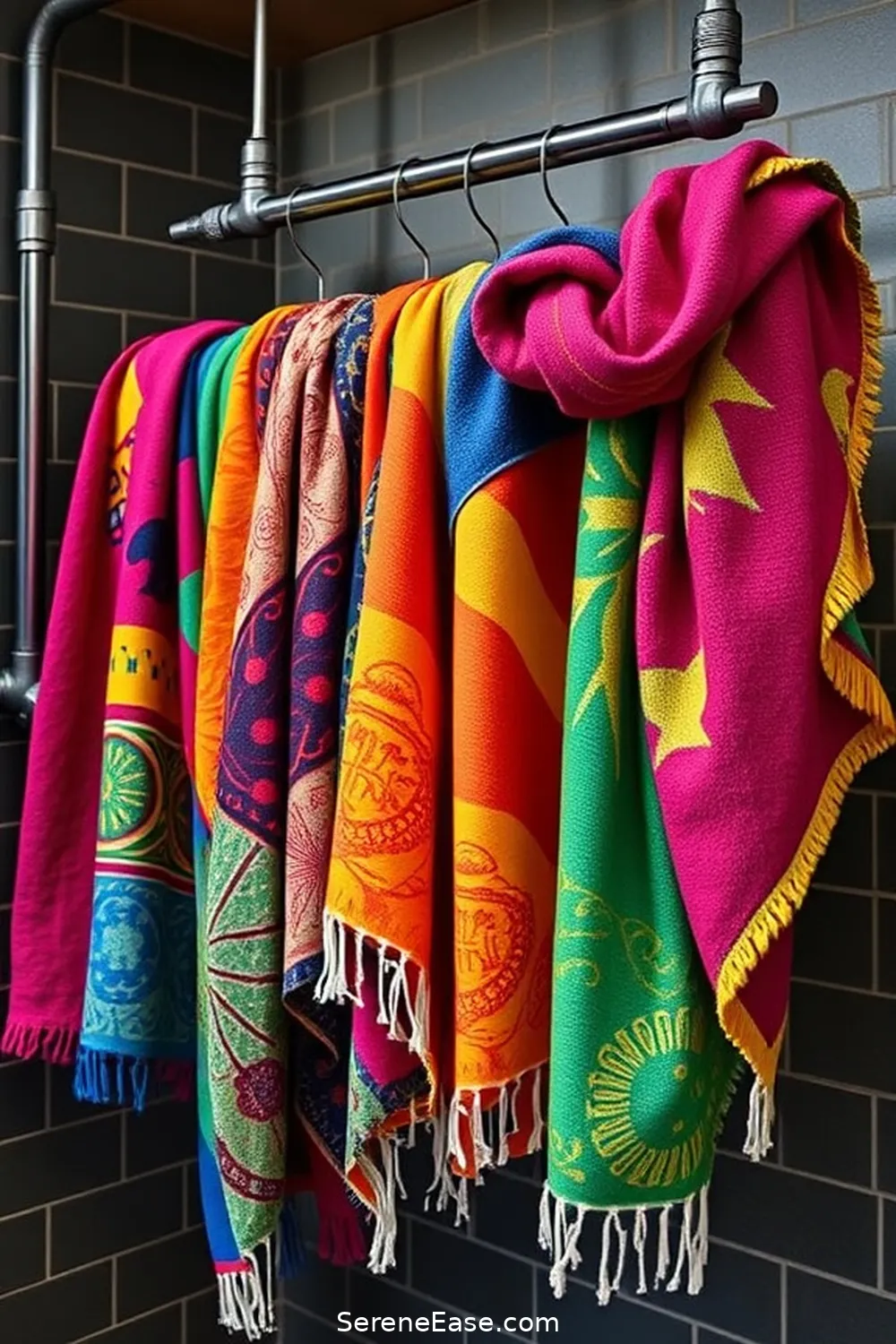 15 Ways to Infuse Bold and Bright Colors in Your Industrial Style Bathroom 9 Lively Towels for a Splash of Color for 15 Ways to Infuse Bold and Bright Colors in Your Industrial Style Bathroom
