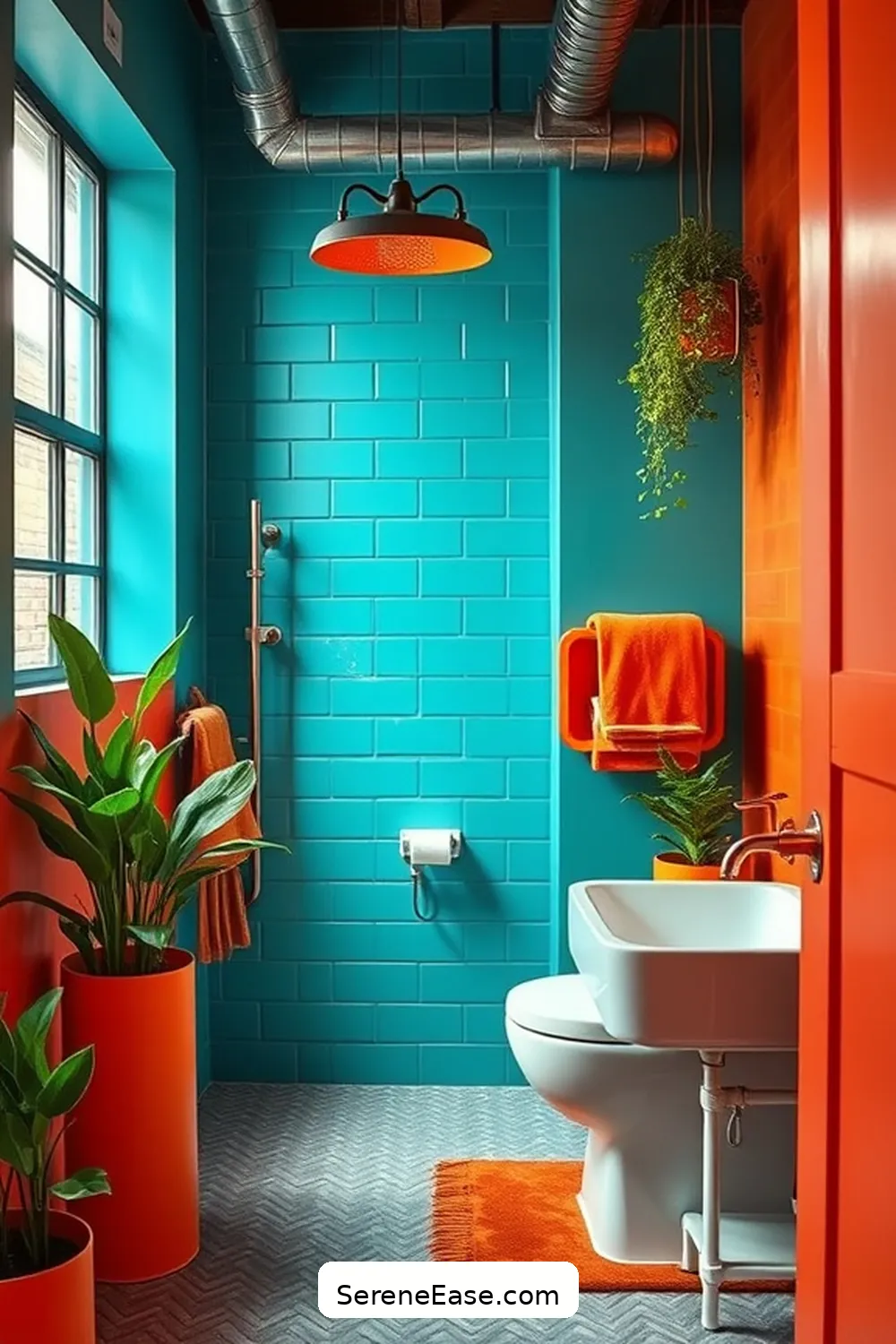 15 Ways to Infuse Bold and Bright Colors in Your Industrial Style Bathroom 3 Vibrant Wall Paint to Energize the Space for 15 Ways to Infuse Bold and Bright Colors in Your Industrial Style Bathroom