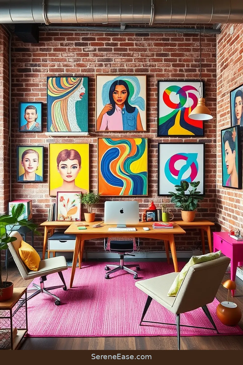 15 Ways to Infuse Bold and Bright Colors in Your Industrial-Style Home Office 4 Add Colorful Artwork for 15 Ways to Infuse Bold and Bright Colors in Your Industrial-Style Home Office