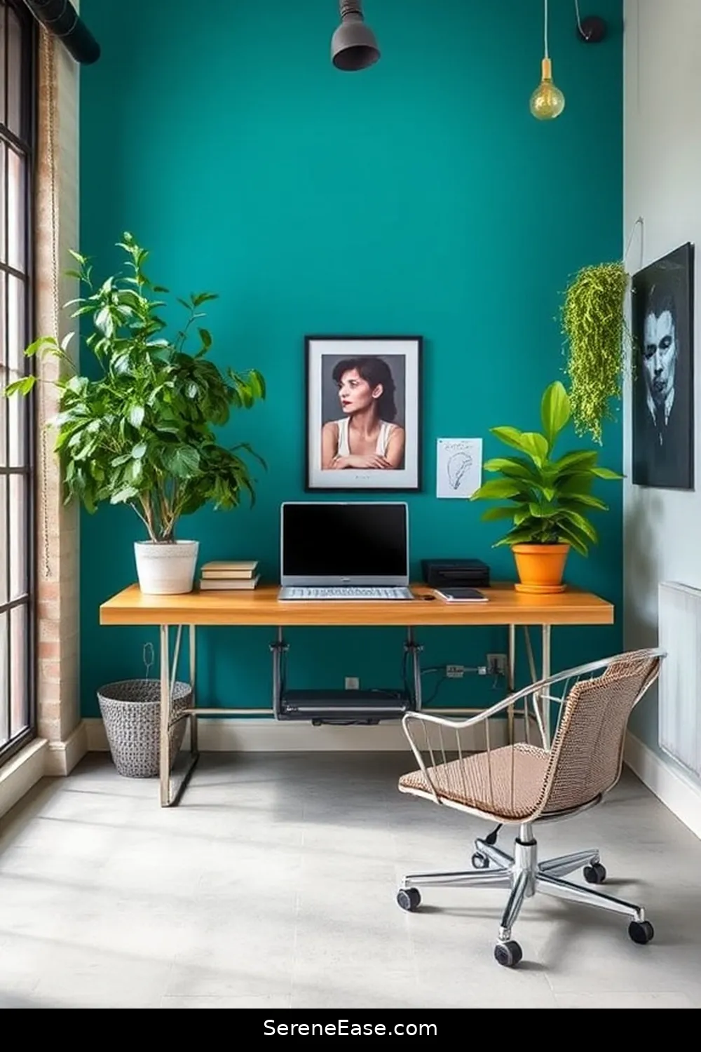 15 Ways to Infuse Bold and Bright Colors in Your Industrial-Style Home Office 2 Choose a Colorful Accent Wall for 15 Ways to Infuse Bold and Bright Colors in Your Industrial-Style Home Office