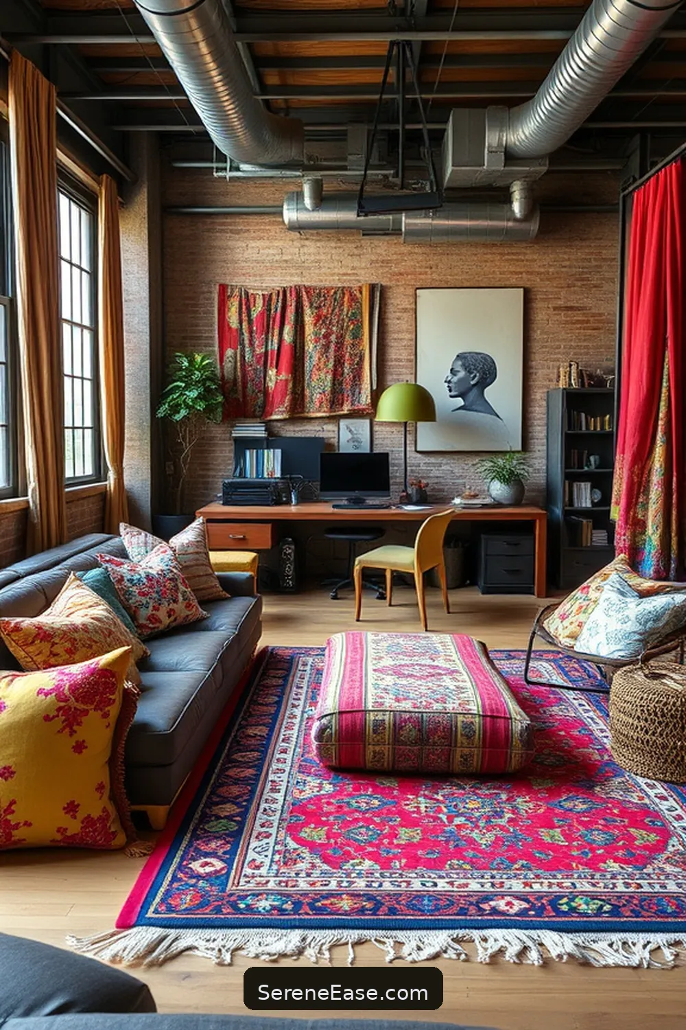15 Ways to Infuse Bold and Bright Colors in Your Industrial-Style Home Office 16 Mix and Match Colorful Textiles for 15 Ways to Infuse Bold and Bright Colors in Your Industrial-Style Home Office