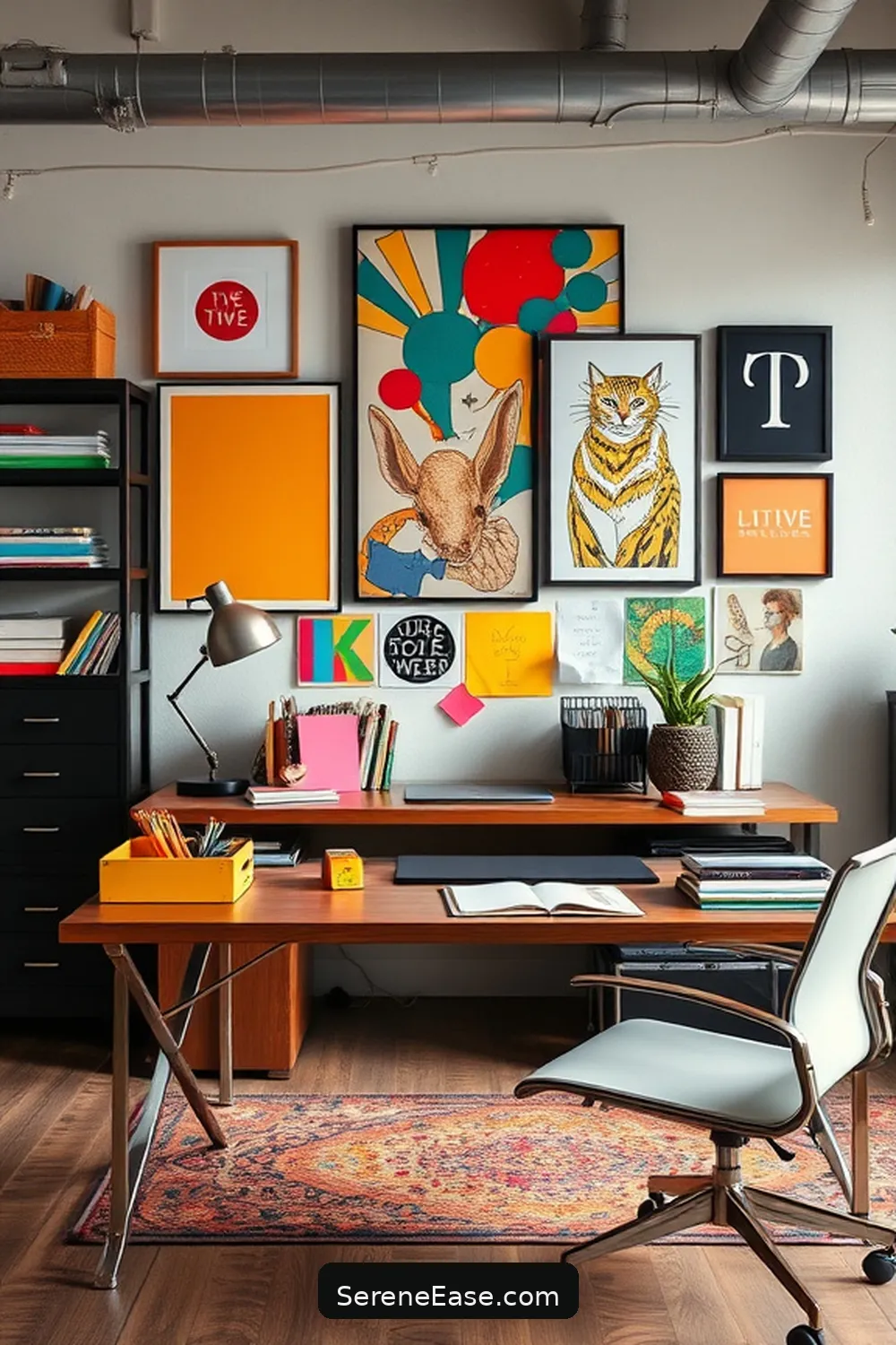 15 Ways to Infuse Bold and Bright Colors in Your Industrial-Style Home Office 10 Personalize With Colorful Stationery for 15 Ways to Infuse Bold and Bright Colors in Your Industrial-Style Home Office