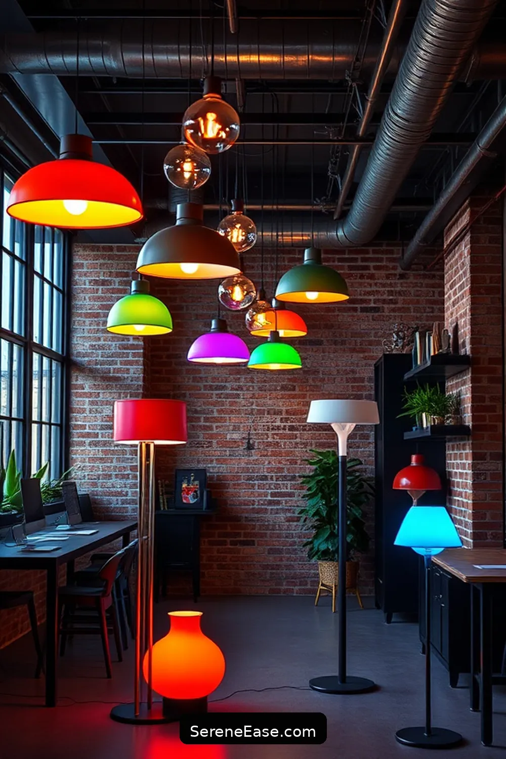 15 Ways to Infuse Bold and Bright Colors in Your Industrial-Style Home Office 8 Select Bright Lighting Fixtures for 15 Ways to Infuse Bold and Bright Colors in Your Industrial-Style Home Office