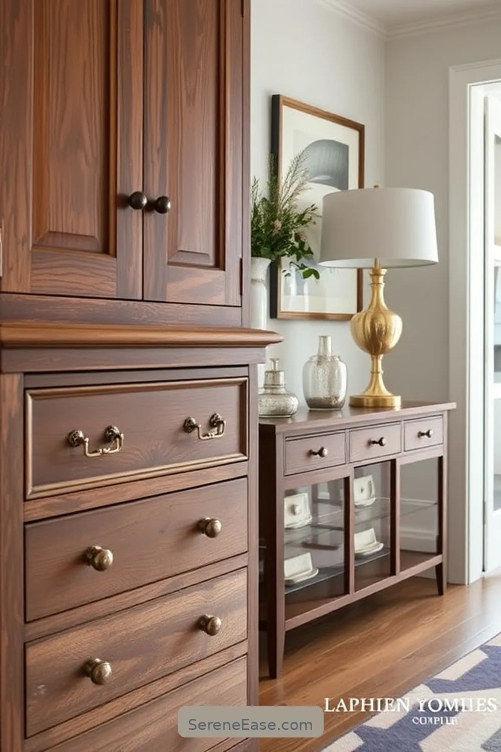 15 Ways to Style Metallic Accents in a Modern Farmhouse Hallway 5 Add Metallic Hardware to Furniture for 15 Ways to Style Metallic Accents in a Modern Farmhouse Hallway