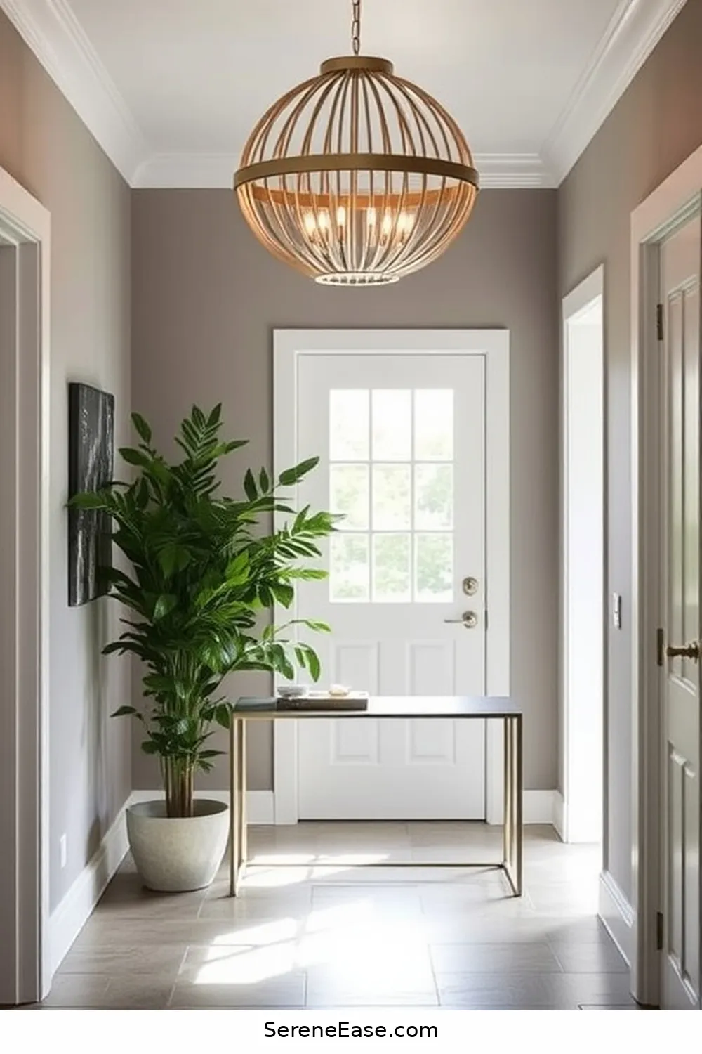 15 Ways to Style Metallic Accents in a Modern Farmhouse Hallway 11 Create a Focal Point With a Metallic Statement Piece for 15 Ways to Style Metallic Accents in a Modern Farmhouse Hallway